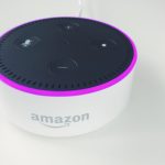 white and black Amazon Echo Dot 2