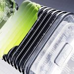 a close up of a stack of plastic containers