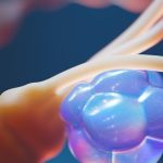 a close up of a blue and purple object