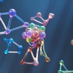 a group of different colored objects floating in the air