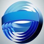 Abstract blue sphere with layered ribbons