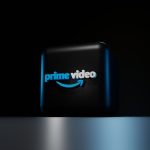 a blue logo on a black background
