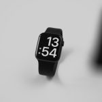 a black and white photo of a smart watch
