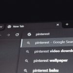 Browser search bar with pinterest suggestions