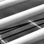 white and black stripe textile