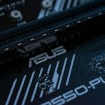 Asus b550-plus motherboard close-up.
