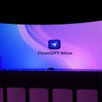 A large screen displays "chatgpt atlas" logo.