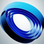 Abstract blue metallic ring with swirling layers
