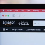 a computer screen with the amazon logo on it