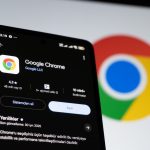 Google chrome app on a smartphone with logo