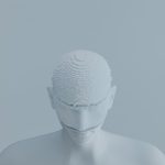 a white mannequin wearing a white mask