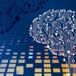 a computer circuit board with a brain on it