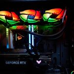 a close up of a computer case in a dark room