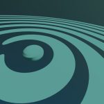 a green and blue background with a circular design