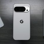 White smartphone with google logo and camera array.