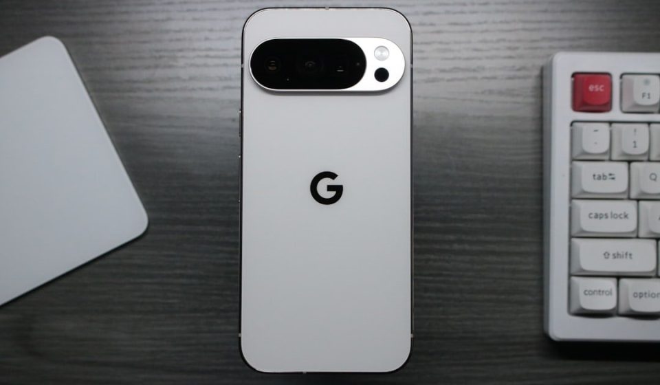 White smartphone with google logo and camera array.