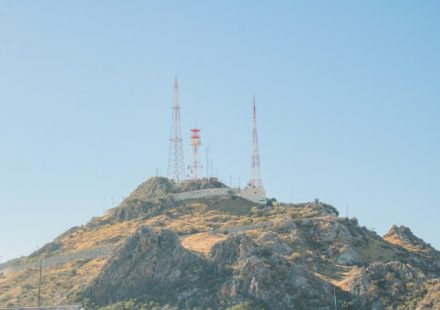 a group of towers on a hill