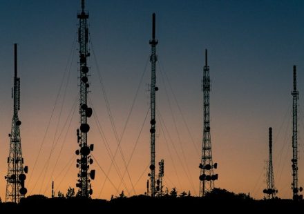 black towers during sunset