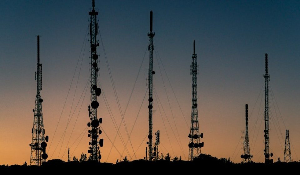 black towers during sunset