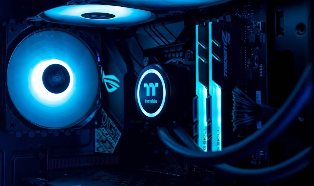 black and blue audio mixer