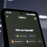 Smartphone screen displays ai chatbot interface