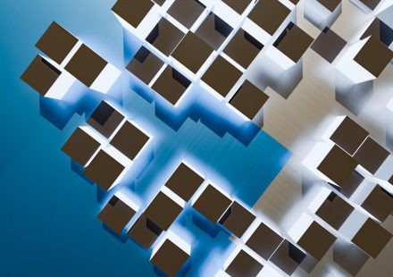 A computer generated image of a cross on a blue background