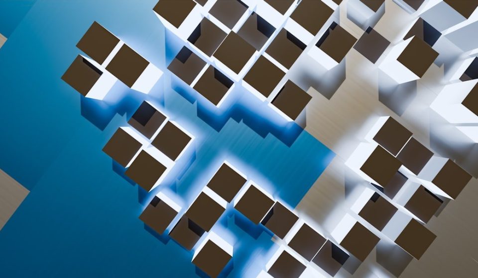 A computer generated image of a cross on a blue background