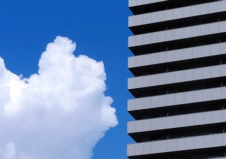 white clouds on blue sky