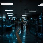 a person walking in a large room