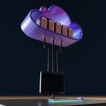 a computer tower with a purple light