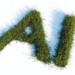 The letters ai made of green grass