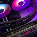 a close up of a computer case with two fans