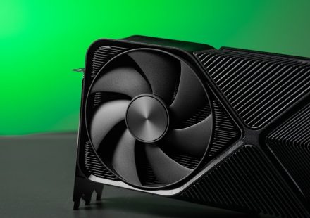 A close up of a computer fan on a table