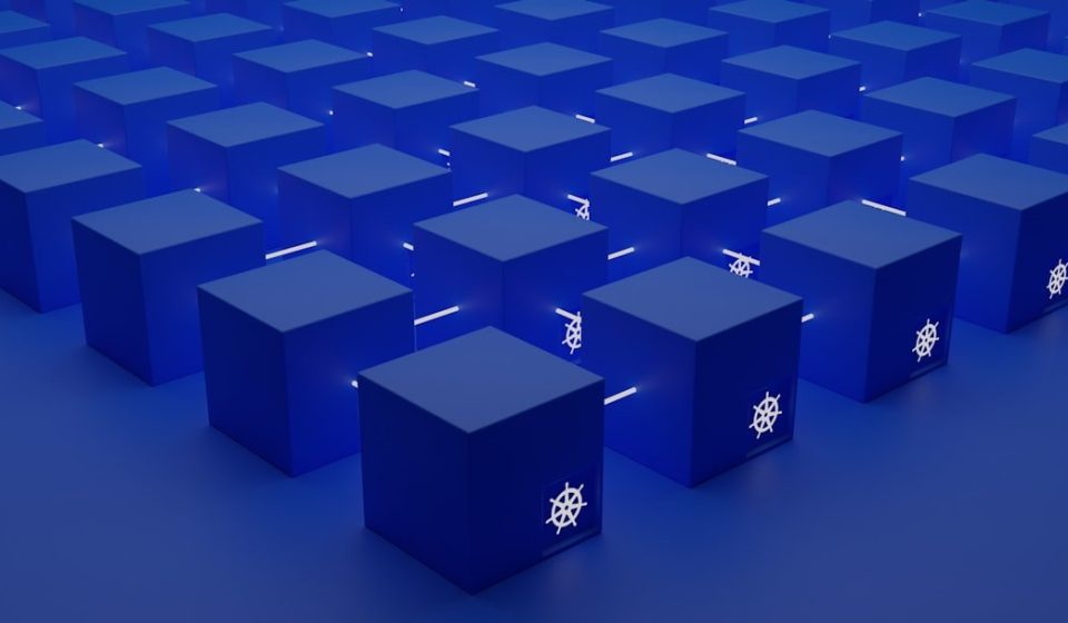 a group of blue boxes